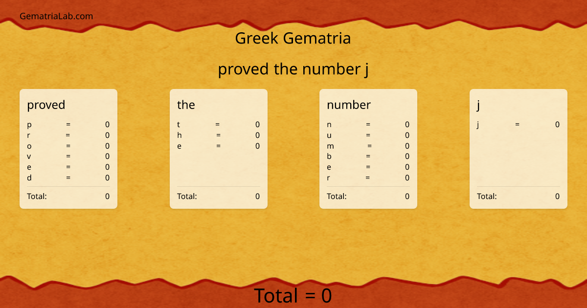 proved the number j in greek Gematria